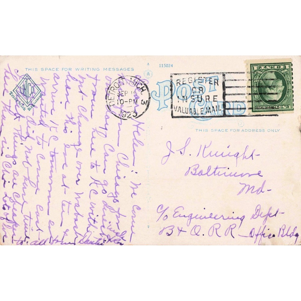 Vintage 1923 West Grand Circus Park Detroit Michigan Postcard Linen Skyline 60 - Picture 2 of 2